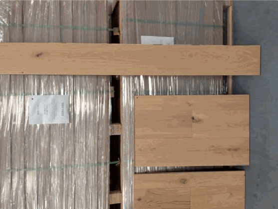 Simplicity Natural Oak · 9 in. White Oak engineered hardwood flooring sample